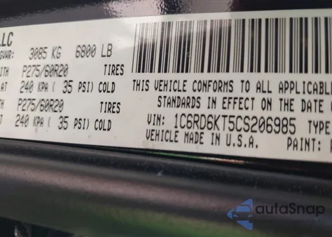 2012 Ram 1500 St z USA, uszkodzony, nr VIN 1C6RD6KT5CS206985